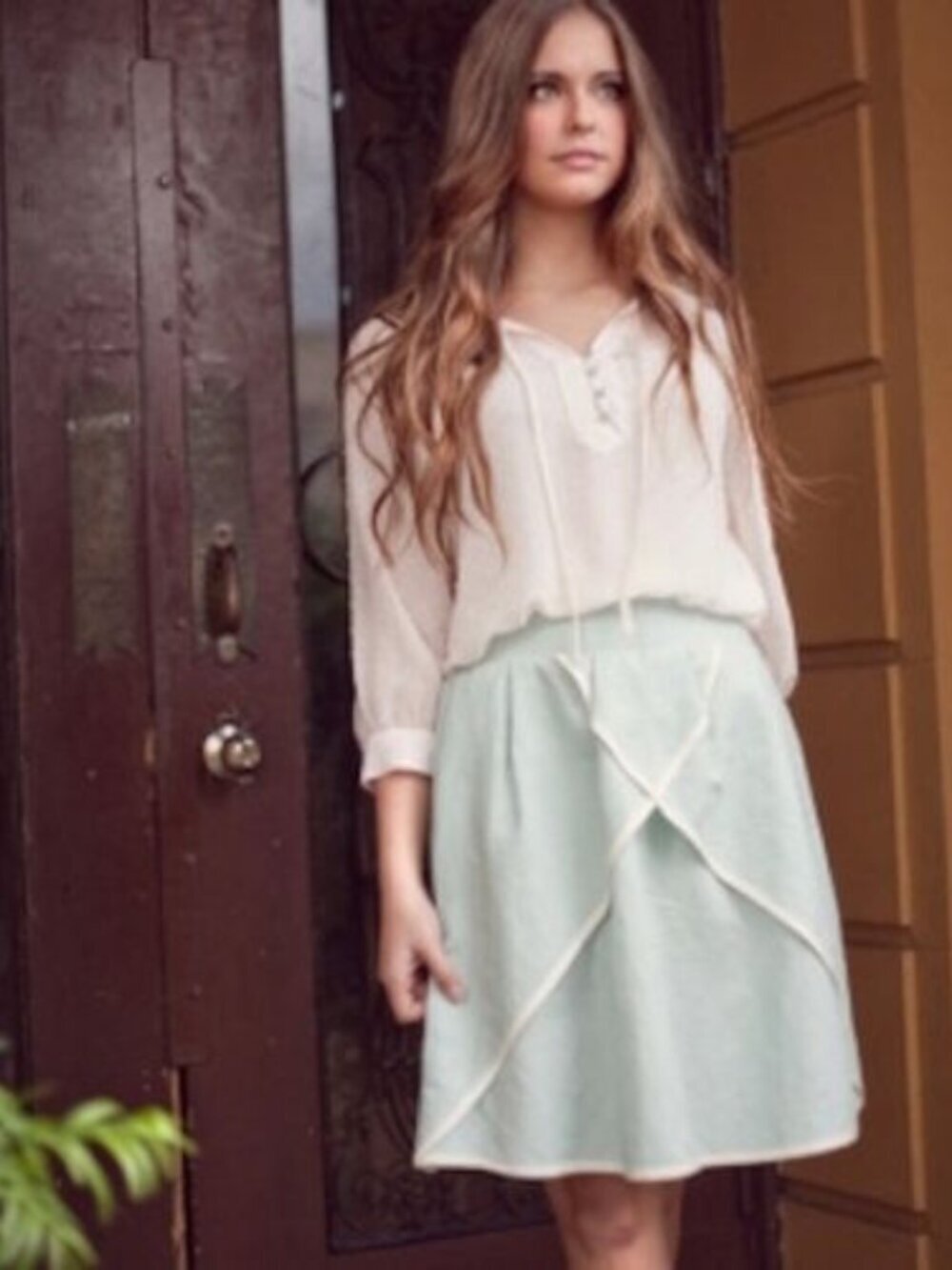 Matilda Jane Serendipity Sweet Tea Linen Blend Skirt Size Large